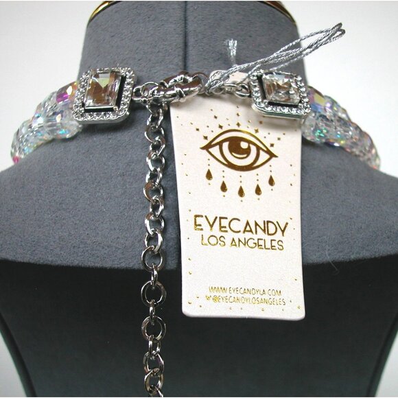 EYE CANDY LUXE COLLECTION AURORA BOREALIS DUAL CRYSTAL CUBE PANTHER NECKLACE - Picture 3 of 3